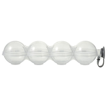 Transparent plastic 4-cavity ice ball mold for DIY round ice cubes, ideal for bar and party use, from Everything Baby.