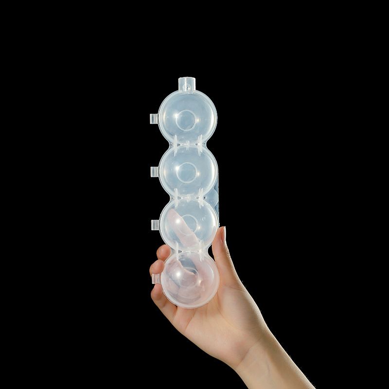 Transparent 4-cavity ice ball mold by Everything Baby, DIY plastic round ice cube maker for bar and party use.