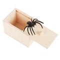 Wooden Spider Prank Box by Everything Baby, a handmade toy with a pop-out rubber spider for Halloween prank and pretend play fun.