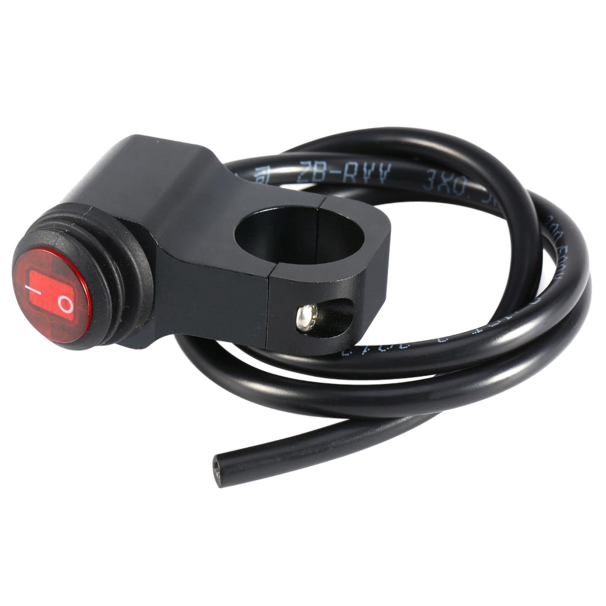 Waterproof 12V motorcycle handlebar switch with aluminum alloy toggle, designed for bike lights and accessories.