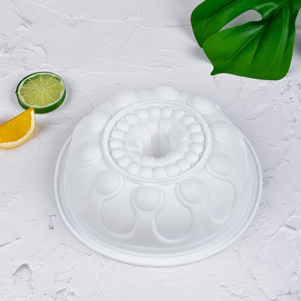 Hollow round silicone cake mold for chiffon, mousse, and desserts, non-stick baking mold ideal for bread, jelly, and cheesecake.