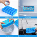Two silicone ice cube trays with 15 cubes each, reusable, BPA-free, flexible molds for freezer, suitable for cocktails and whiskey.