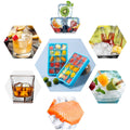 Silicone 2-pack ice cube trays with easy-release molds for freezing ice cubes, reusable, BPA-free, ideal for cocktails and whiskey.