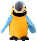 Electronic talking macaw plush toy with wings that shake, repeats words, perfect for pretend play for kids.