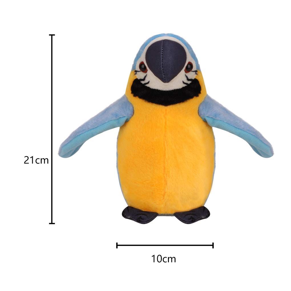 Talking Macaw Parrot plush toy with motion-activated wings and electronic voice recording, perfect for kids' pretend play.