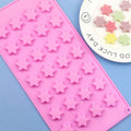 Star-shaped silicone ice cube tray for chocolates, soap, and jellies, with easy-release non-stick surface, from Everything Baby.
