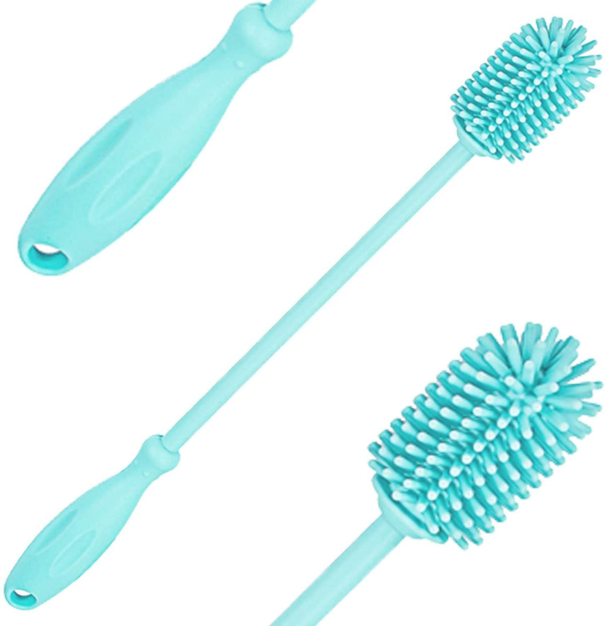 Silicone bottle cleaning brush with long handle by Everything Baby, BPA-free water bottle cleaner for baby bottles, Hydro Flask, and sports bottles.
