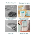Light blue silicone ice cube molds for freezer, ideal for making ice cubes for drinks and juices, designed for easy use.