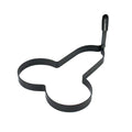 Stainless steel funny egg rings with foldable handle, shaped like a white elephant, used for cooking eggs in DIY kitchen and pretend play.