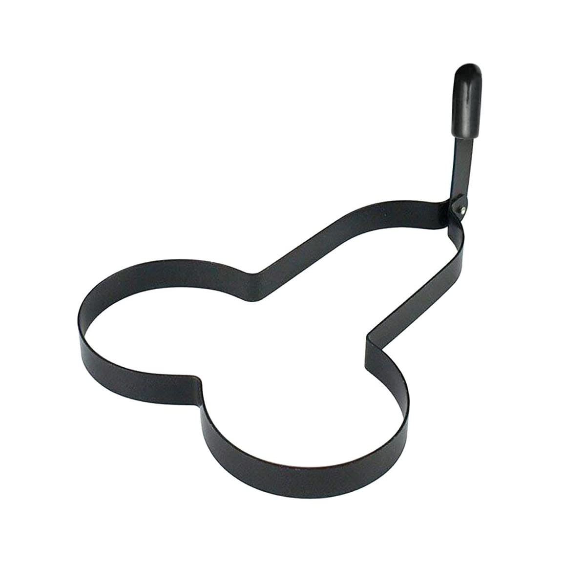 Stainless steel funny egg rings with foldable handle, shaped like a white elephant, used for cooking eggs in DIY kitchen and pretend play.