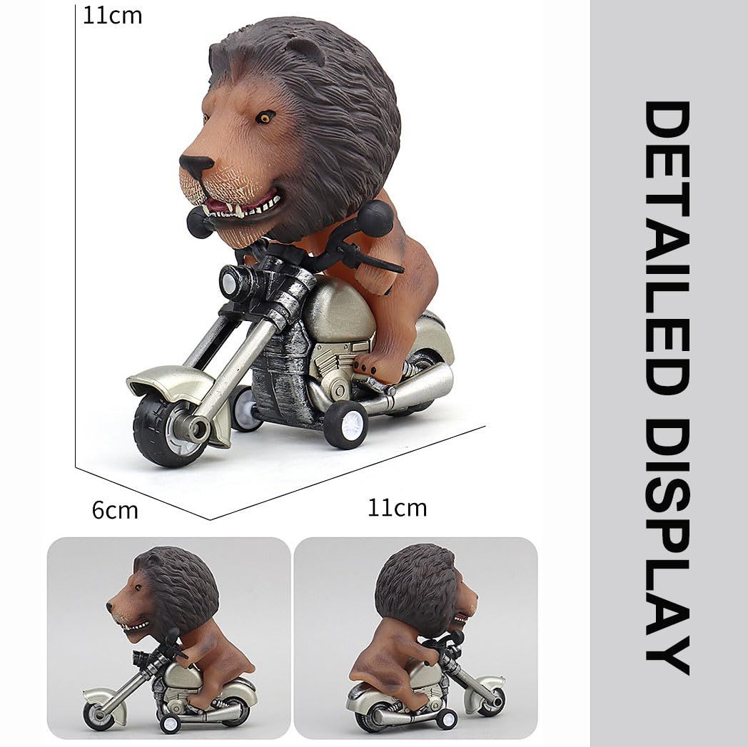 Little motorcycle decor featuring a cute biker animal riding a toy motorcycle, perfect for kids' home decor and play accents.