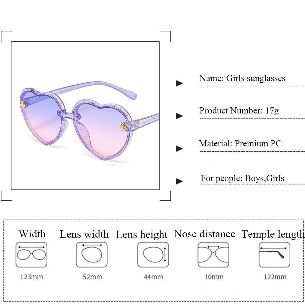 Kids heart-shaped sunglasses by Everything Baby with cute bee frame, UV400 protection, perfect for children aged 3-10 outdoors.