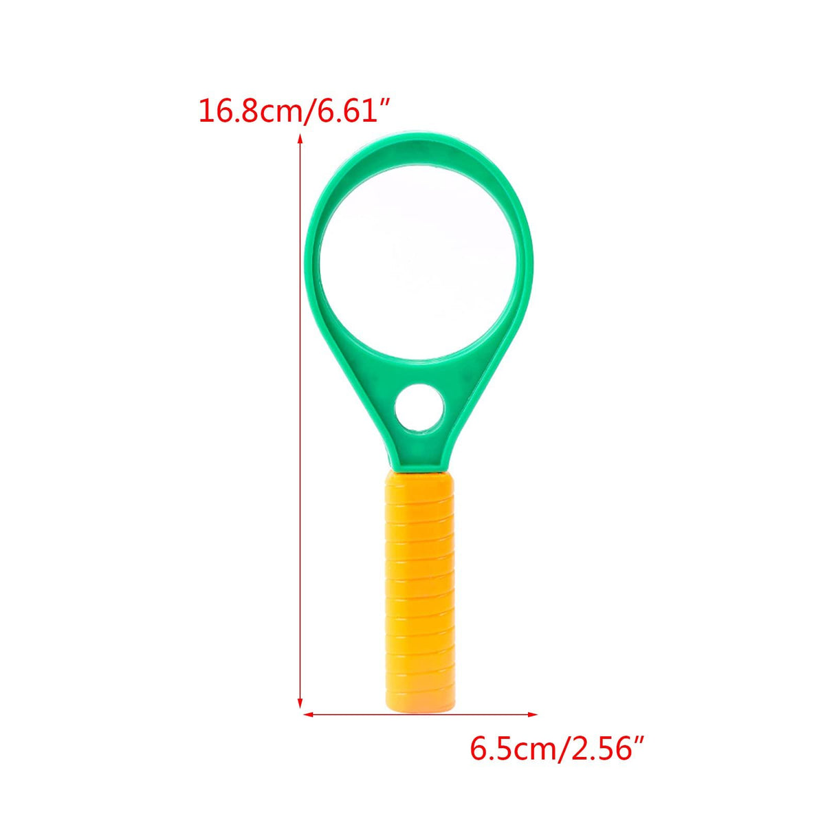 Children holding a plastic magnifying glass for outdoor play, demonstrating practical school supplies and classroom observation activities.