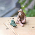 Resin fishing old man statue sitting as a garden ornament, outdoor garden pool decor, perfect for micro-landscape and bonsai settings.