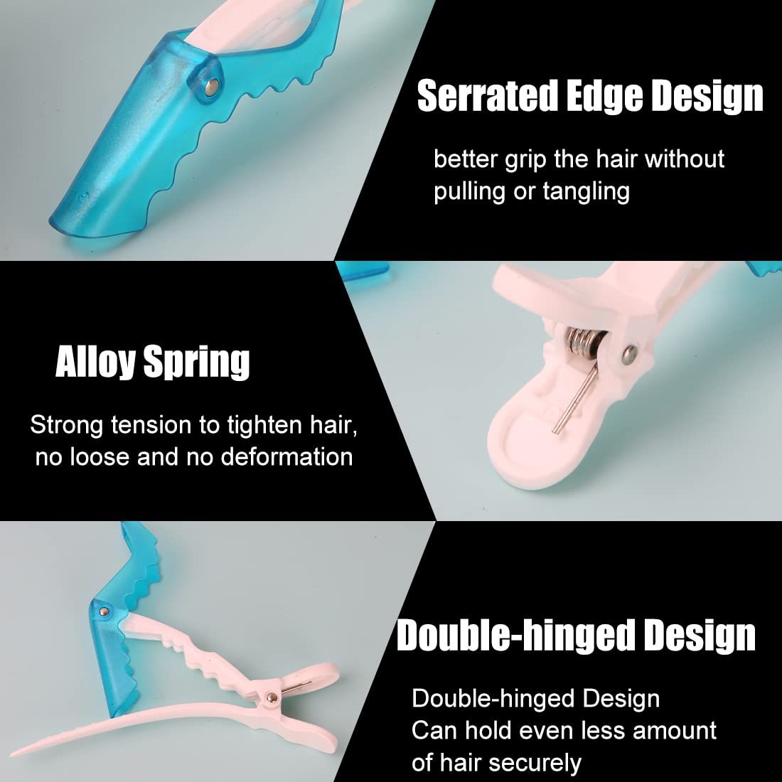 Blue plastic crocodile hair clips for women, alligator-style hair styling clips, non-slip design, part of baby and kids grooming kit