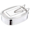 Stainless steel round single-layer kid's lunch box by Everything Baby, durable bento-style container for school and travel.