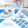 Two BPA-free silicone 14-ice trays with spill-resistant lids, flexible, dishwasher safe, ideal for baby feeding, by Everything Baby.
