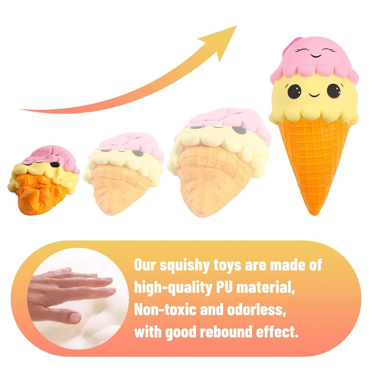 Jumbo 6-inch cute squishies ice cream cone and cake scented squish toys for kids, slow rising stress relief decompression toy