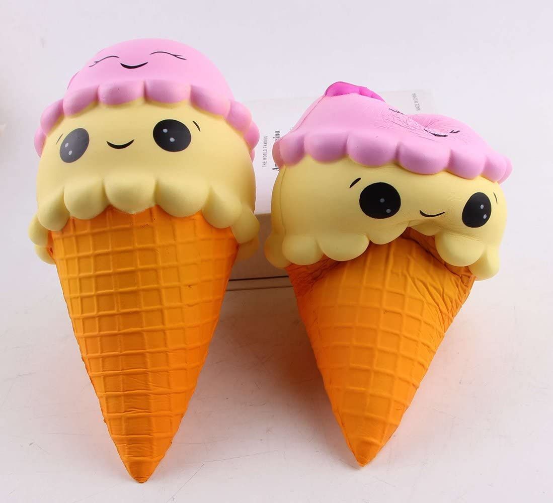 Jumbo 6-inch squishy ice cream cone and cake scented stress relief toy for kids, slow rising decompression toy by Everything Baby