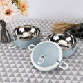 Stainless steel thermal lunch box with 2 stackable, leak-proof layers for kids, ideal for rice, noodles, and snacks.