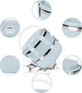 Stainless steel thermal lunch box with two stackable leak-proof layers for kids, ideal for rice, noodles, and snacks.
