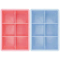 Pink and blue square ice cube trays by Everything Baby, set of 2, for making large ice cubes in a fun, colorful design.