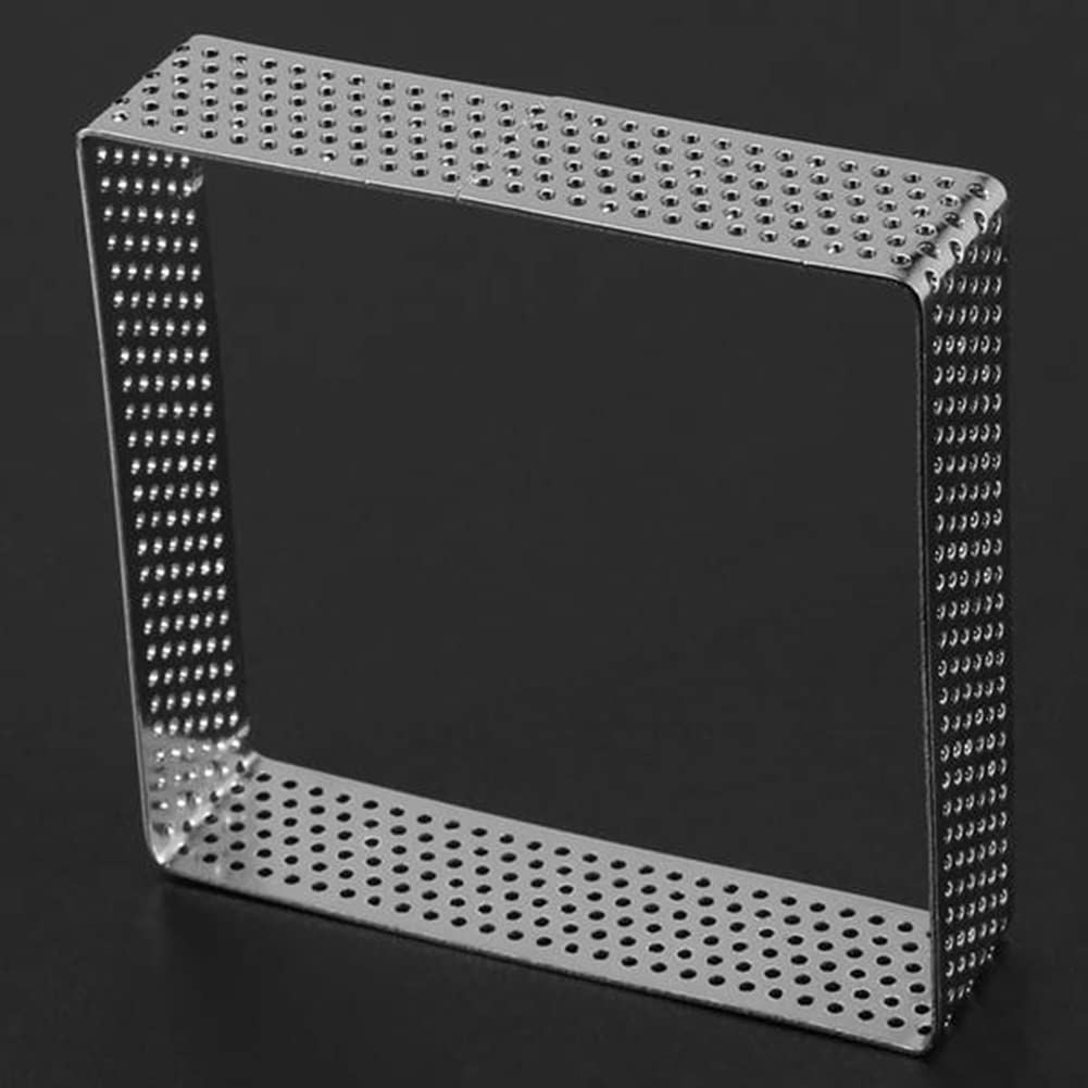 Square oval stainless steel fruit pie ring with perforated design, ideal for baking mousse cakes and pastry creations.