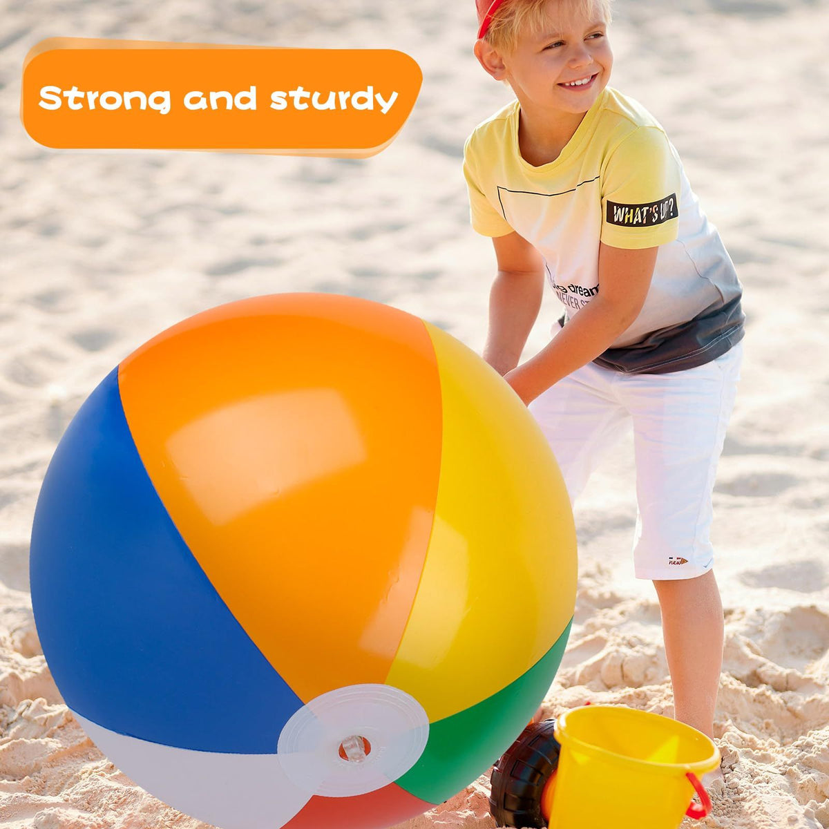 Giant inflatable beach ball for kids, large pool ball from Everything Baby, perfect for summer pool and outdoor play.