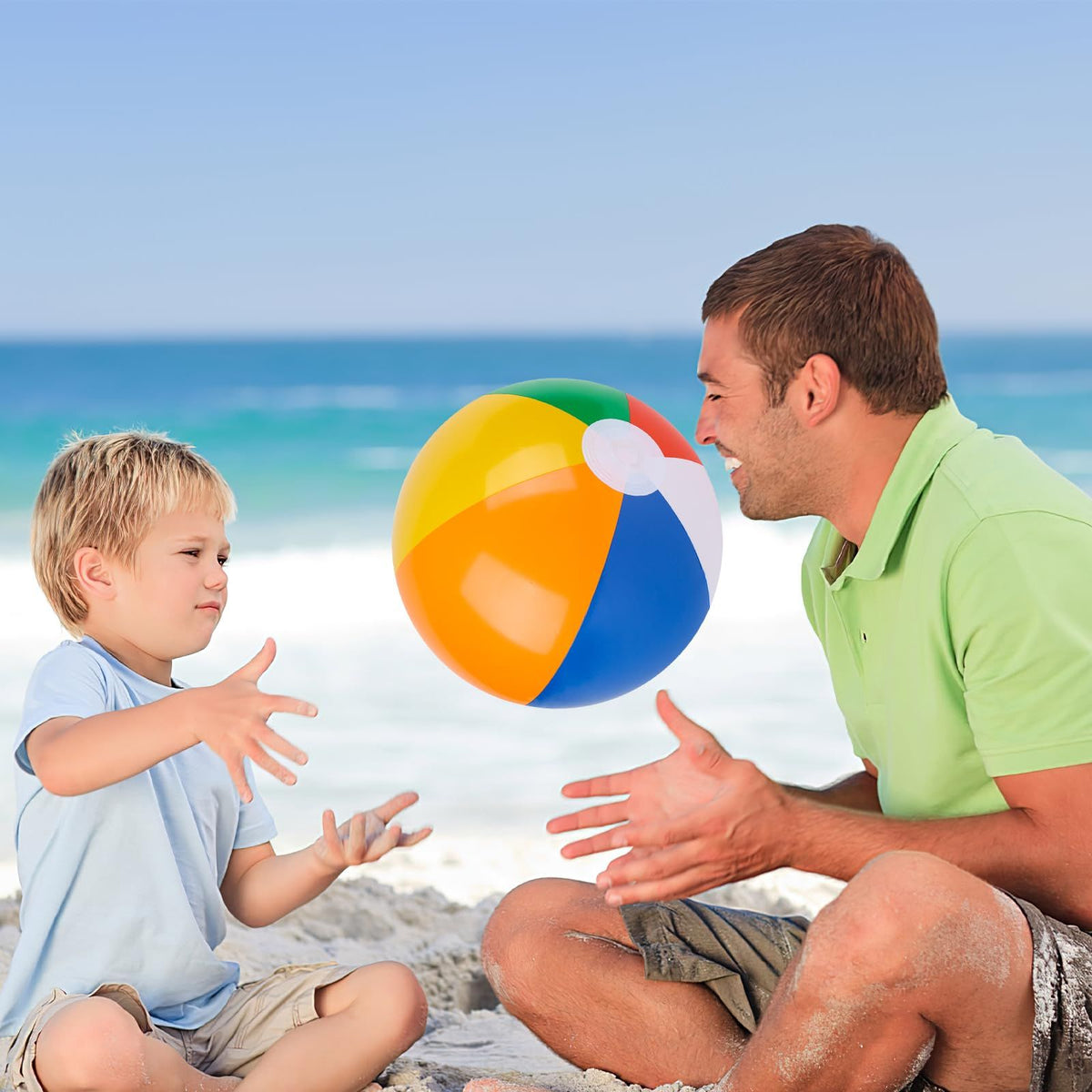 Giant inflatable beach ball pool toy for kids, colorful large pool balls for summer beach and pool play, by Everything Baby