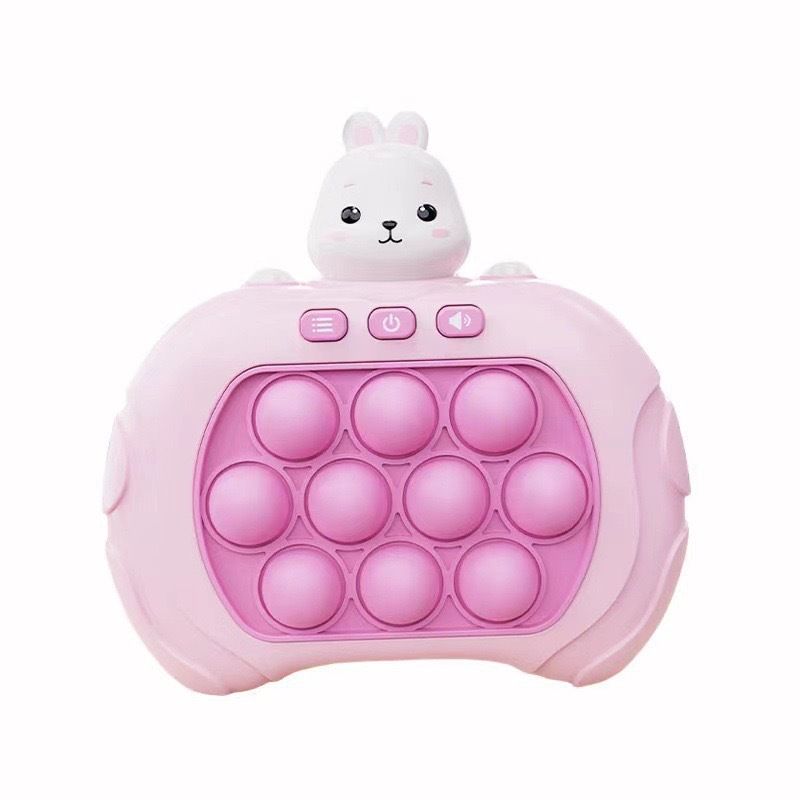 Pink rabbit bubble push game handheld toy, fun fidget activity for kids and adults, part of Everything Baby’s novelty pop it fidget toys collection.