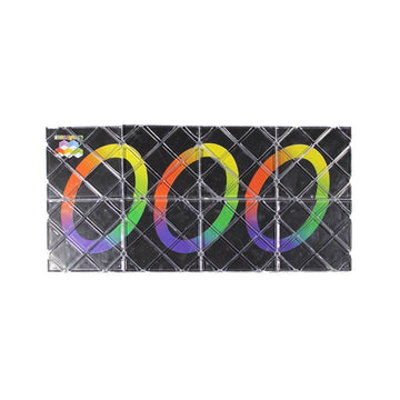 Black 8-panel, 3-ring folding magic puzzle cube toy for kids, featuring twisty building fun, by Everything Baby.