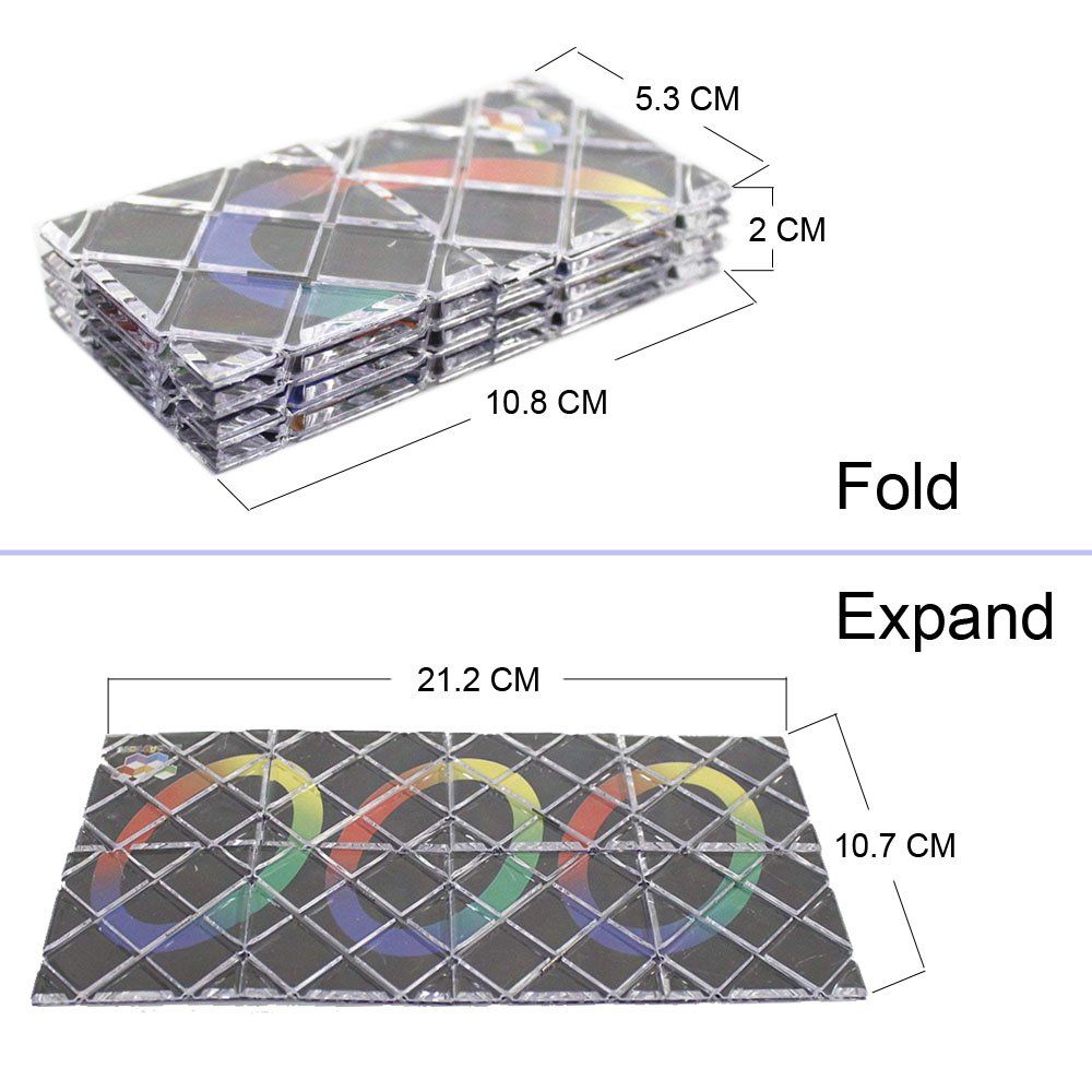 Black 8-panel, 3-ring magic folding puzzle cube toy for kids, featuring twisty building fun from Everything Baby.
