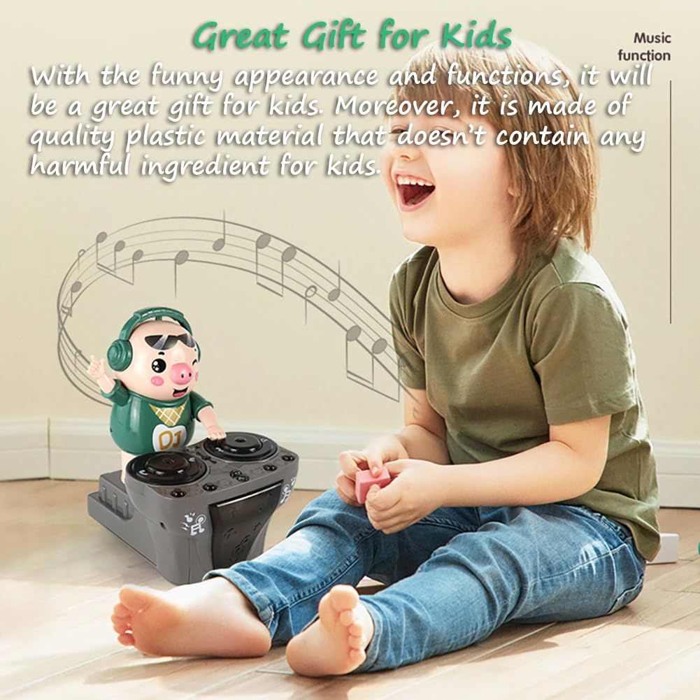 Cute bouncing piggy toy by Everything Baby with lights and music, dancing to three songs, designed as an engaging activity toy for kids.