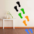 Set of 9 waterproof colorful foot stickers for kids, featuring cartoon footprints for playful building and craft activities.