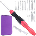 Lighted crochet hook set with 11 interchangeable sizes, USB rechargeable LED light, in a portable bag, by Everything Baby.