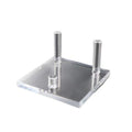 Clear acrylic display stand with three pegs for showcasing fossil coral geodes, rocks, minerals, and small collectibles.