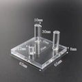Clear acrylic display stand with three pegs, suitable for showcasing fossil coral geodes, rocks, minerals, and small collectibles.