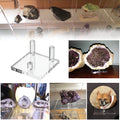 Clear acrylic display stand with three pegs for showcasing fossil coral geodes, rocks, minerals, and small collectibles.