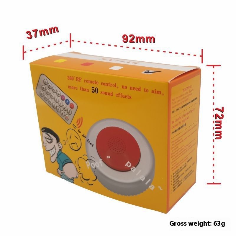 Silver and red fart machine with remote, funny fart sound toy for kids, pretend play prank toy for parties and entertainment.