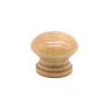 Set of 10 white natural wood dresser knobs, mushroom-shaped round wooden drawer pulls for cabinets and furniture.