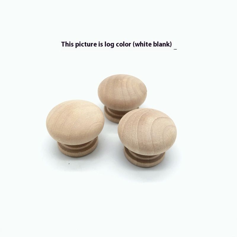 10 white natural wood dresser knobs, round mushroom-style wooden cabinet handles, 24mm diameter for furniture drawers and cabinets