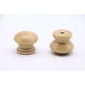 Set of 10 white natural wood dresser knobs, round mushroom-style cabinet pulls for furniture, 24mm diameter, by Everything Baby.
