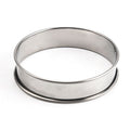 Stainless steel baby muffin ring mold with double rolled edges, 4.5-inch nonstick tart ring for home baking and pretend play.