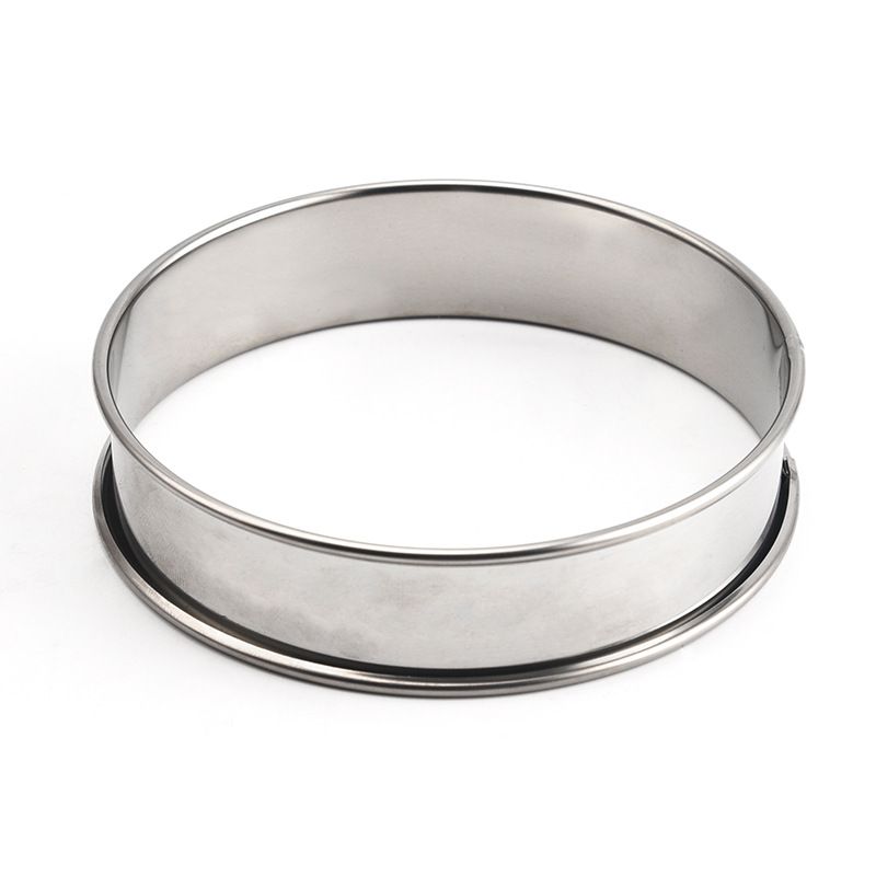 Stainless steel baby muffin ring mold with double rolled edges, 4.5-inch nonstick tart ring for home baking and pretend play.