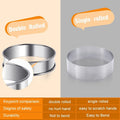 Stainless steel English muffin rings for baking, 4.5-inch double rolled nonstick tart mold, ideal for home baking and cooking prep.
