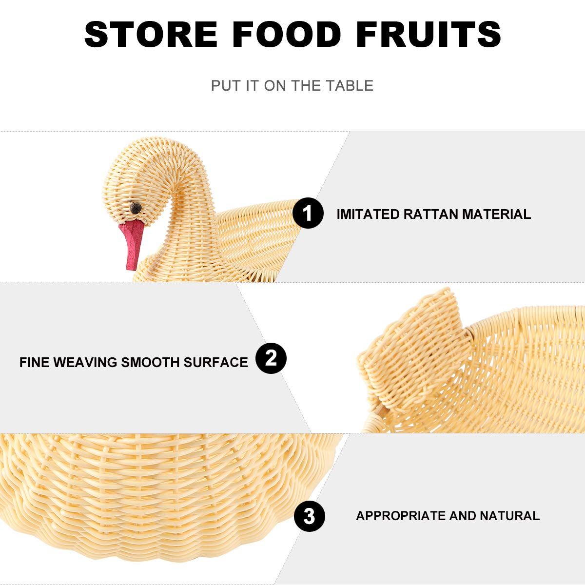 Wooden imitation vine basket shaped like a swan, used for snacks or fruit, ideal for baby and kids nursing and feeding.