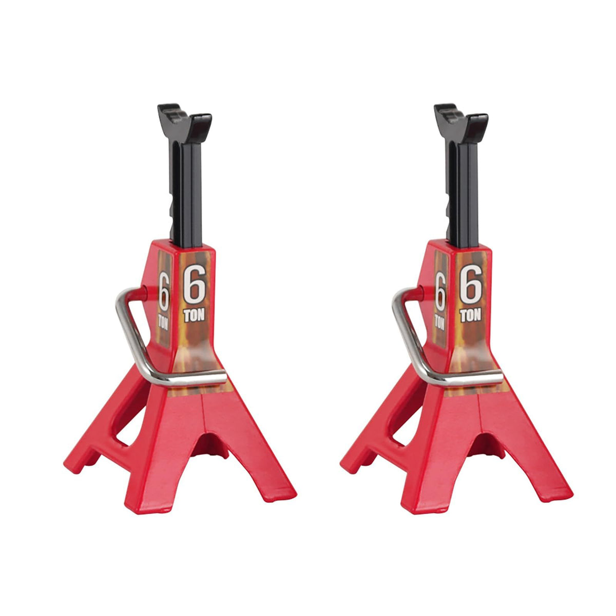 Four simulated jack brackets for ride-on toy cars and trucks, used for remote-controlled tire replacement.