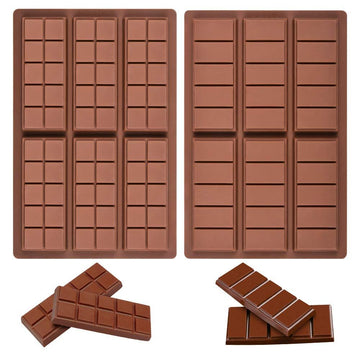 Silicone chocolate bar molds for making protein and energy bars, food grade, pack of 2, suitable for baking and candy making.