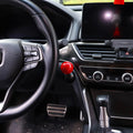 Red car push-to-start button rocker for kids' ride-on cars, featuring one-button engine start and stop in automotive style.