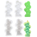 White silicone mold with four stacking heart-shaped cavities for making 3D love-themed candles, ideal for creative craft projects.